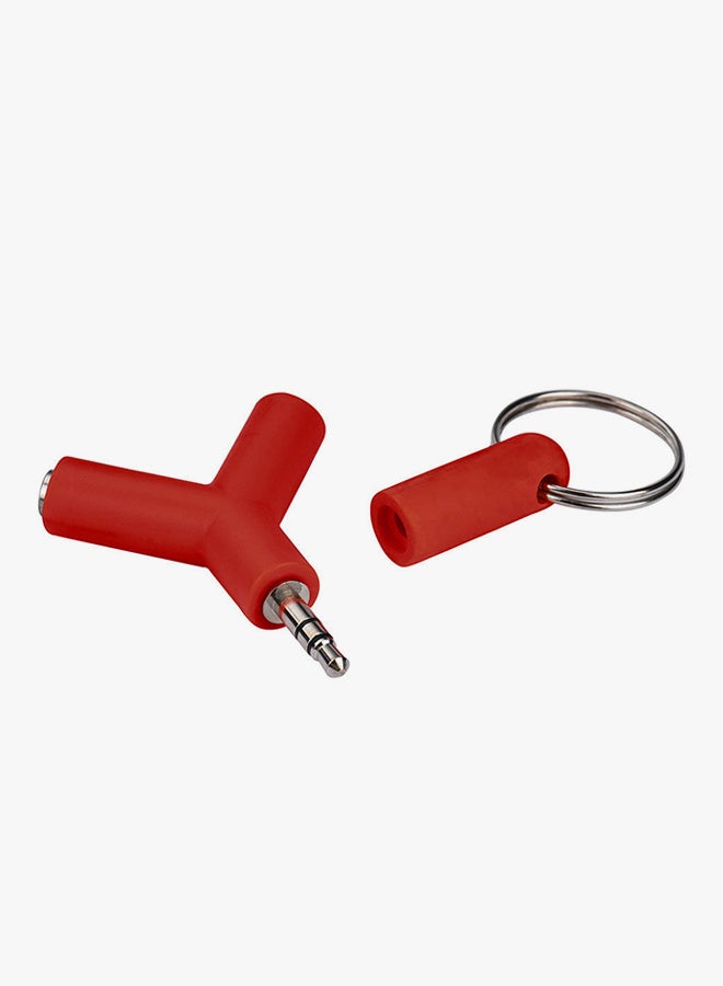 Voberry - Y Splitter 2 Female To 1 Male Cable Adapter Red - Image 1