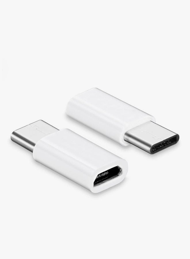 Voberry 5-Piece Micro USB To Type-C Data Sync Charging Adapter White - Image 2