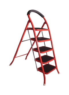Hawk King 5-Steps Household Folding Ladder Red/Black 116cm 