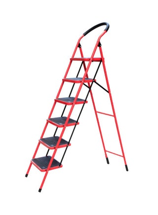 6-Steps Household Folding Ladder Red/Black 140cm - v1533701310/N15890226A_1