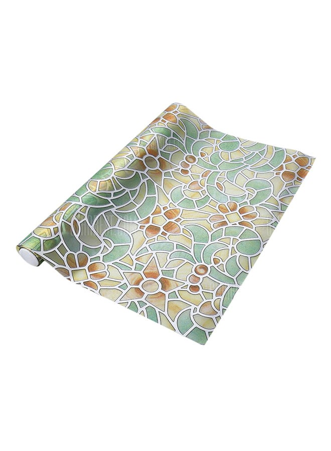 Retro Flower Pattern Removable Window Film Multicolor 45x200centimeter