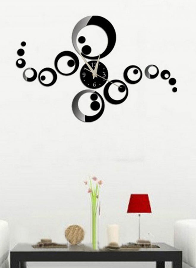 ملصق جداري مبتكر وقابل للإزالة بتصميم ساعة مرآة بدون صوت للزينة أسود 60 x 45سم - Image 2