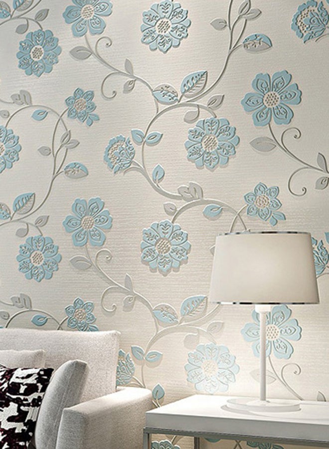 3D Pastoral Warm Wallpaper White/Blue 1000 x 53cm  - Image 2