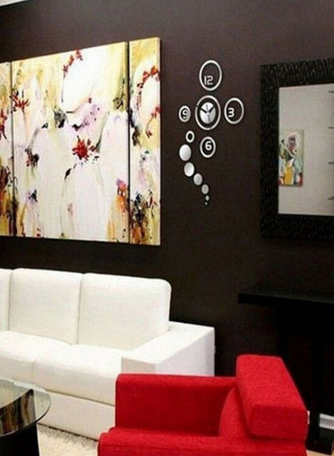 ملصق جداري ثلاثي الأبعاد من الأكريليك لرسمة ساعة فضي 90 x 60Ø³Ù†ØªÙŠÙ…ØªØ± - Image 2