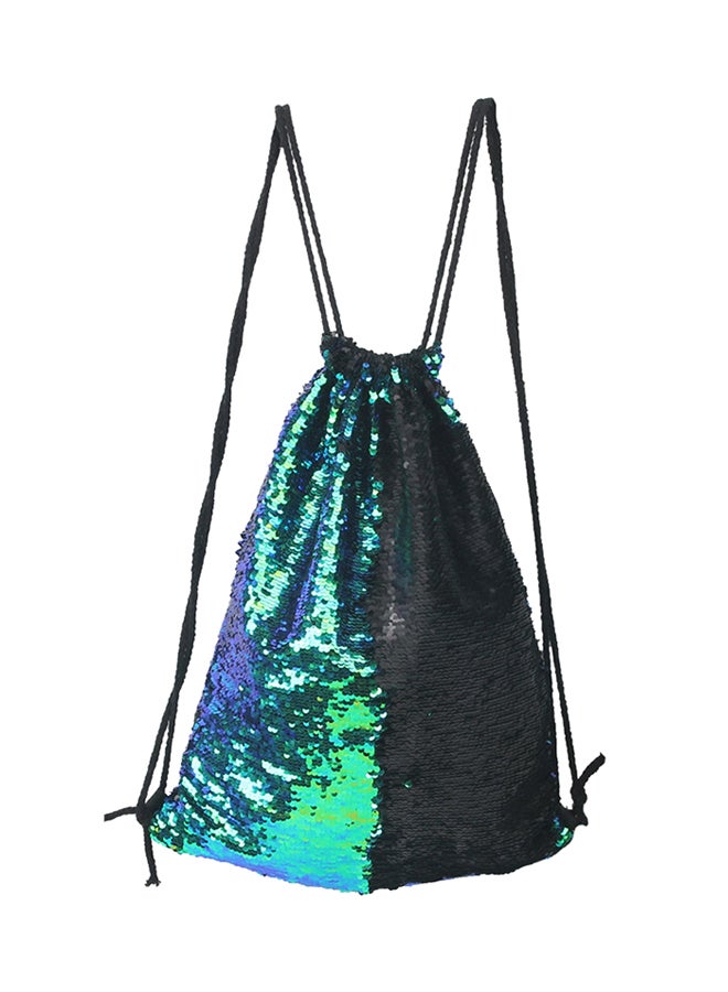 Generic Fashion Squin Drawstring Backpack Green/Blue/Black  - Image 1