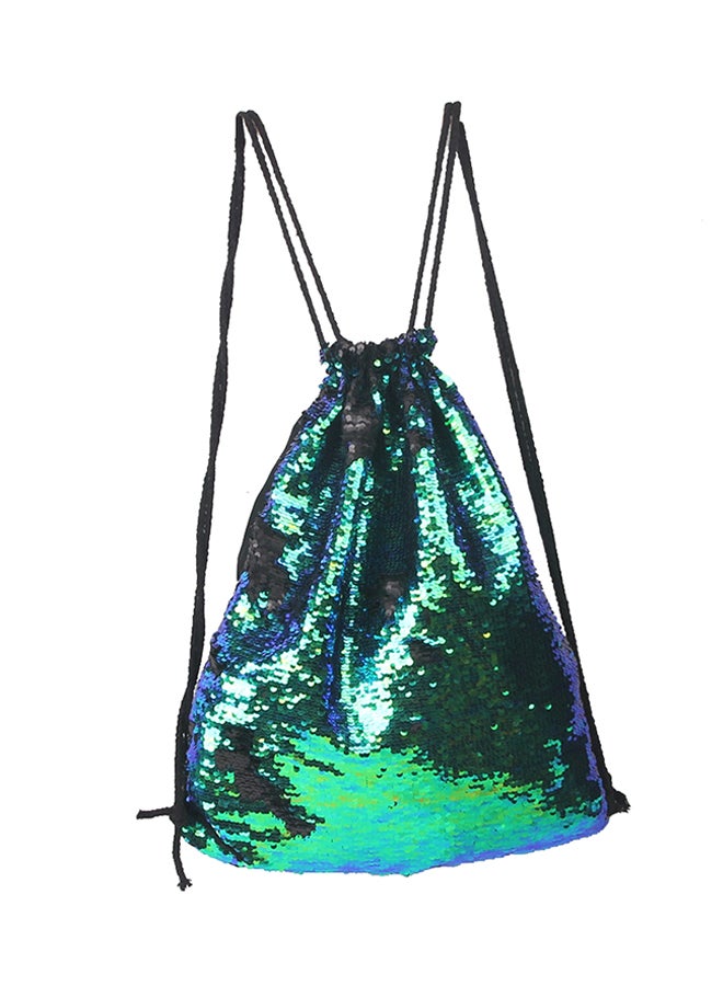 Generic Fashion Squin Drawstring Backpack Green/Blue/Black  - Image 2