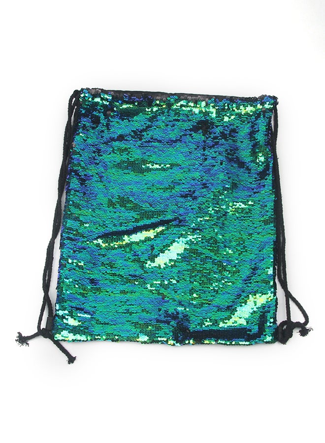 Generic Fashion Squin Drawstring Backpack Green/Blue/Black  - Image 3