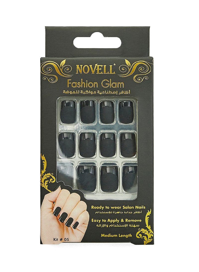NOVELL Fashion Glam Artificial Nail Kit 5 Black