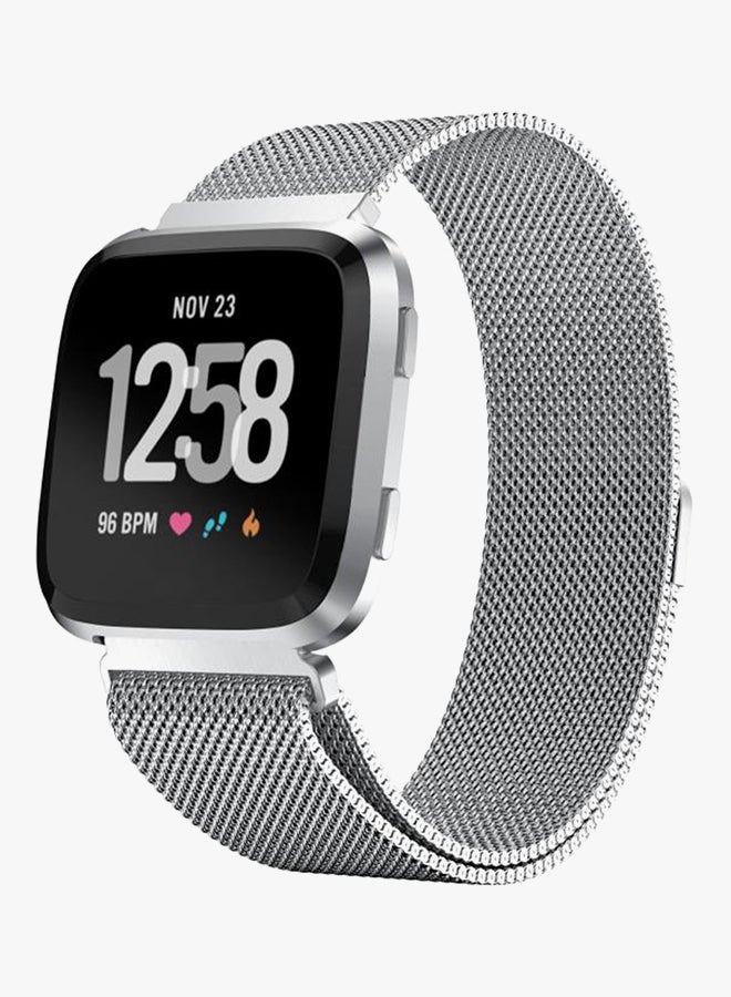 ISank Replacement Band For Fitbit Versa 5.3-7.5inch Silver  - Image 3