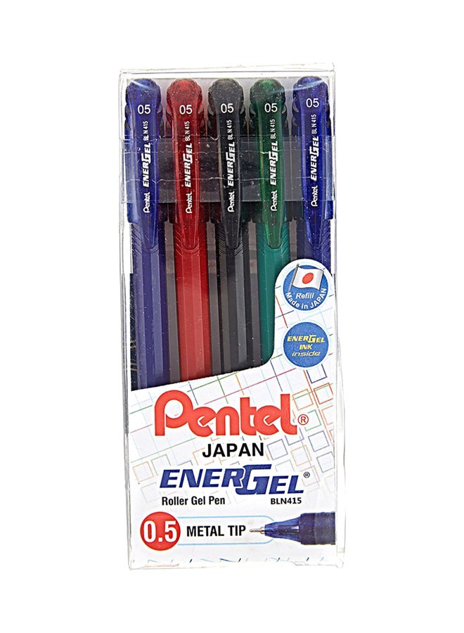 5-Piece Japan Energel Roller Gel Pen Multicolour