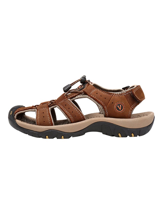 Non Slip Hook & Loop Casual Sandals Brown/Black/Beige  - Image 1