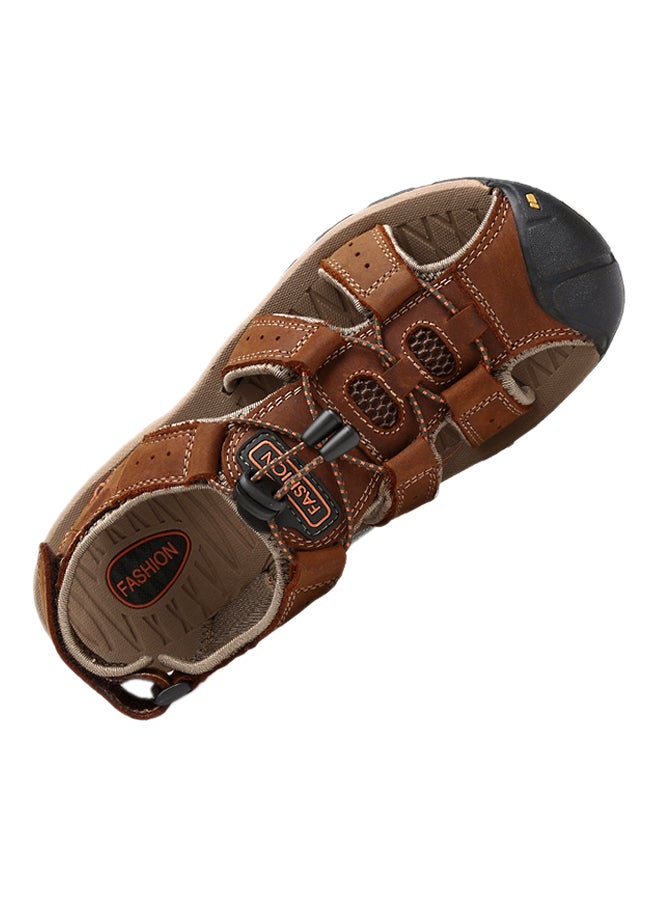 Non Slip Hook & Loop Casual Sandals Brown/Black/Beige  - Image 2