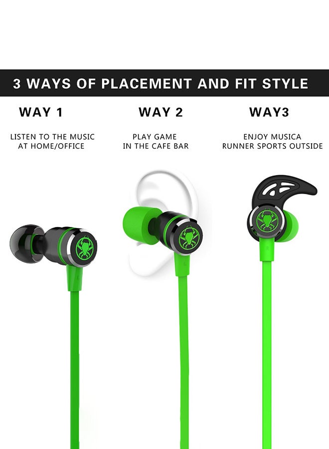 Generic Stereo Bass In-Ear Headphone With Microphone Green/Black  - Image 2