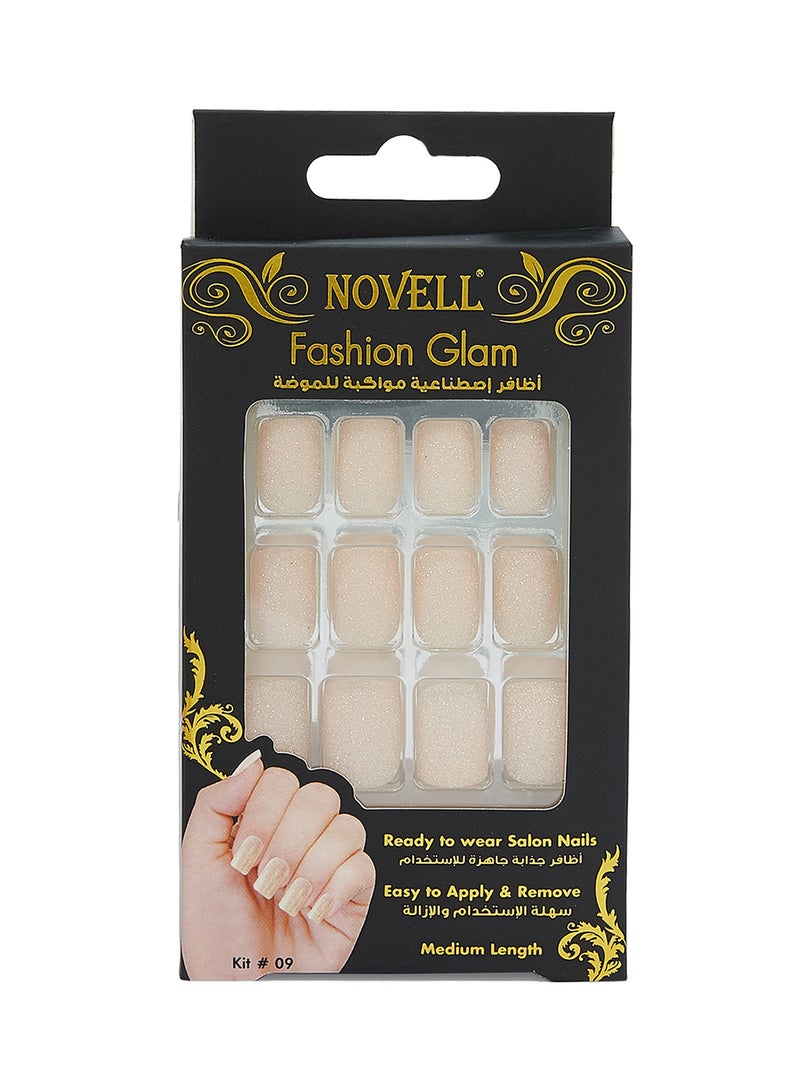 NOVELL 12-Piece Artificial Fashion Nail Kit Silver