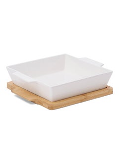 La Mesa Rectangular Plate With Bamboo Tray White/Brown 36.5centimeter  - Image 2
