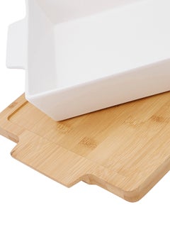 La Mesa Rectangular Plate With Bamboo Tray White/Brown 36.5centimeter  - Image 3