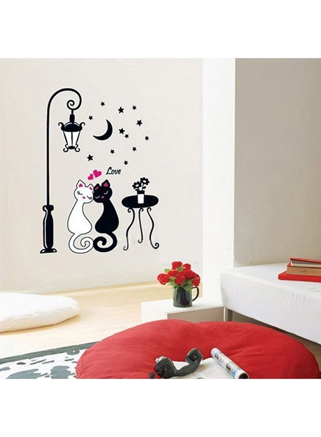 آنسيلف ملصق جداري لديكور المنزل بتصميم فني على شكل قطة لطيفة أسود 60x33سم  - Image 5