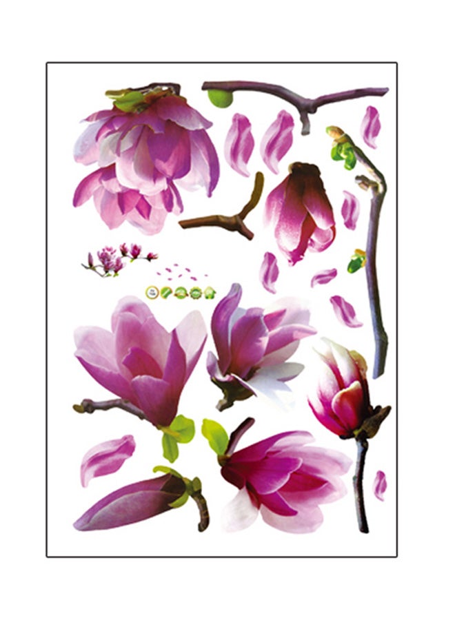 ANSELF - Beautiful Mangnolia Flowers Removable Wall Sticker Multicolor - Image 1