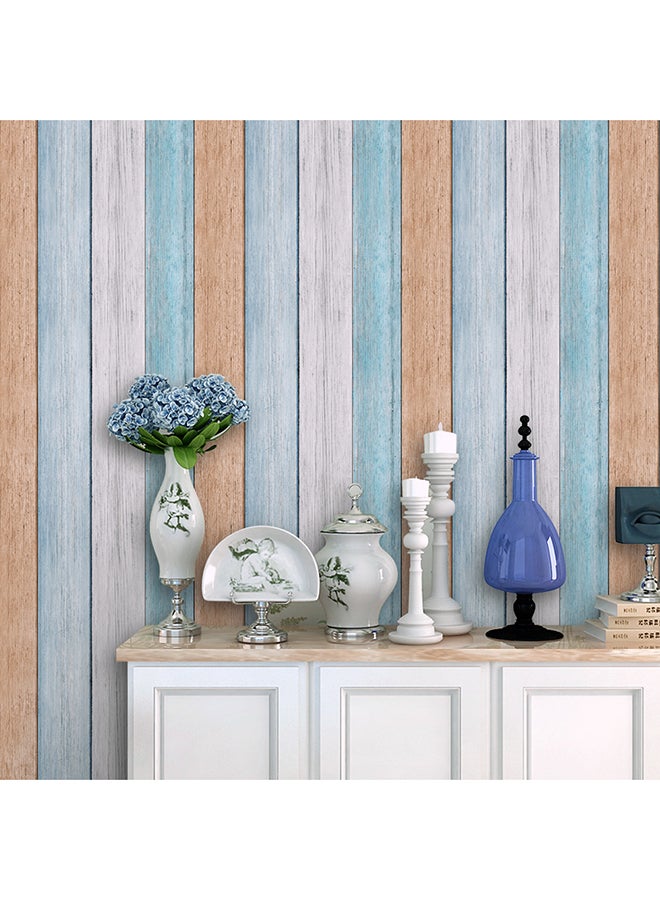 ANSELF Waterproof Self-Adhesive Multi-Purpose Wood Grain Wallpaper Blue/Grey/Brown 40centimeter - Image 3