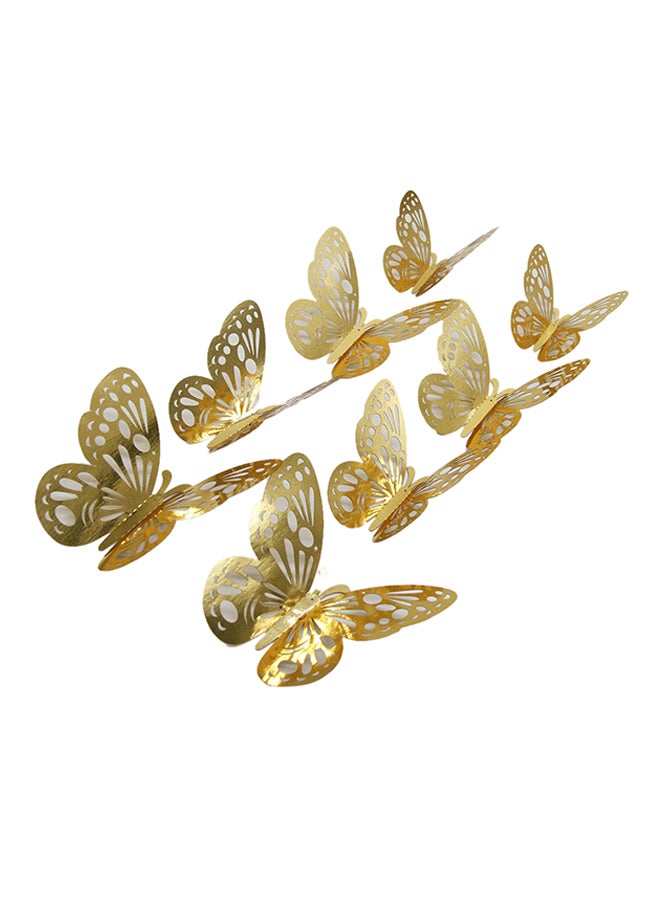 ANSELF 12-Piece Hollow-Out 3D Butterfly Wall Decal With Glue Gold  - Image 1