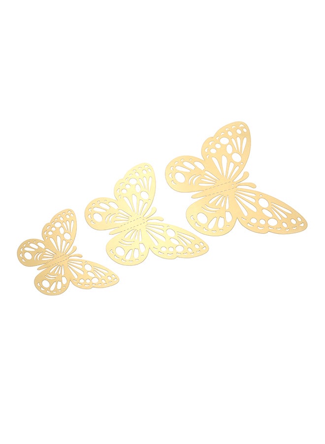 ANSELF 12-Piece Hollow-Out 3D Butterfly Wall Decal With Glue Gold  - Image 3