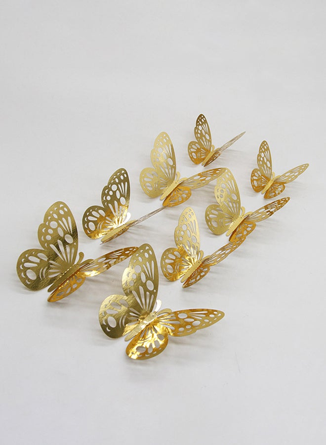 ANSELF 12-Piece Hollow-Out 3D Butterfly Wall Decal With Glue Gold  - Image 4