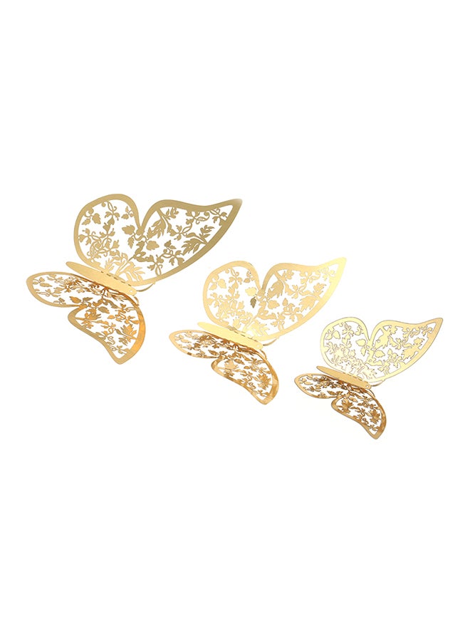 Generic 12-Piece Hollow-Out 3D Butterfly Wall Decal With Glue Gold  - Image 4