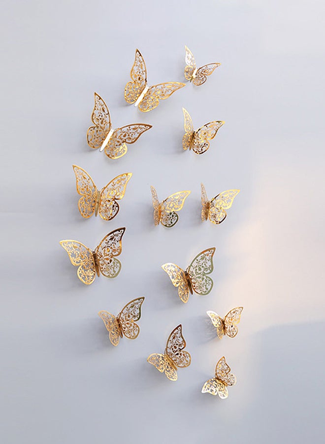 Generic 12-Piece Hollow-Out 3D Butterfly Wall Decal With Glue Gold  - Image 3