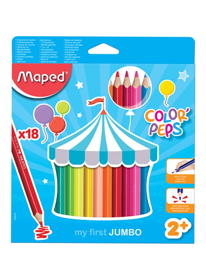 18-Piece Jumbo Color Pencils Set Multicolour