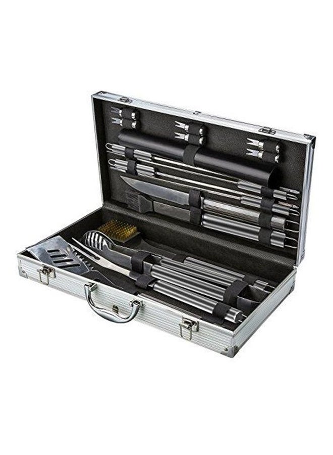 18-Piece Stainless Steel Grilling Tool Set Silver/Black  - Image 2