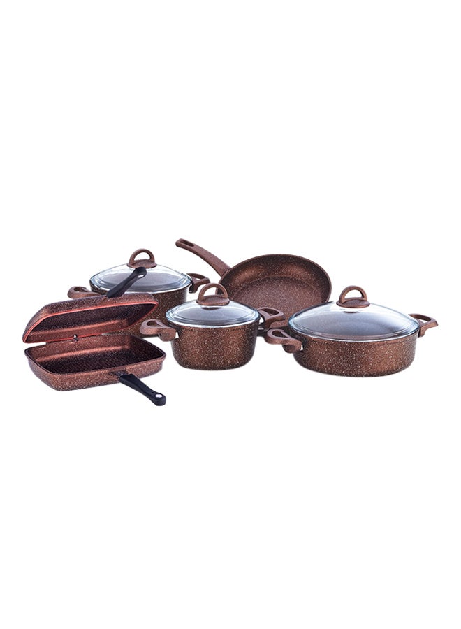 Home Maker 9-Piece Granite Cookware Set Mocha 20 x24 x26 x34cm