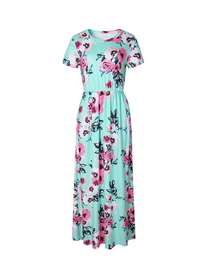 Y&D Floral Print Round Neck Maxi Dress Multicolour  - Image 1