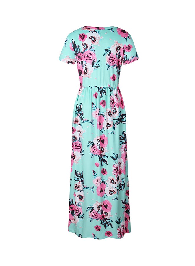 Y&D Floral Print Round Neck Maxi Dress Multicolour  - Image 2