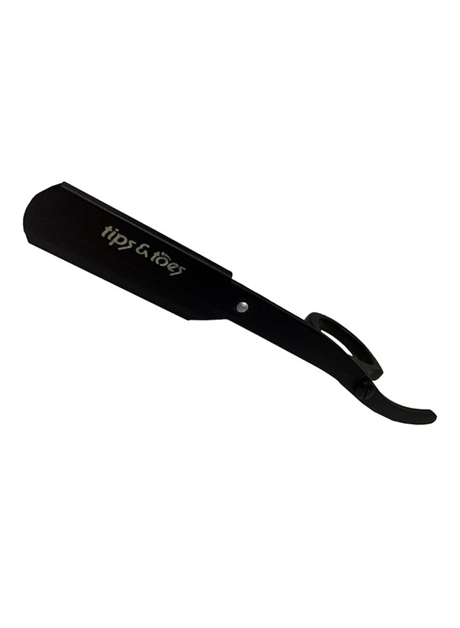 Tips & Toes - Ring Finger Insert Handle Straight Edge Shaving Razor Black - Image 1
