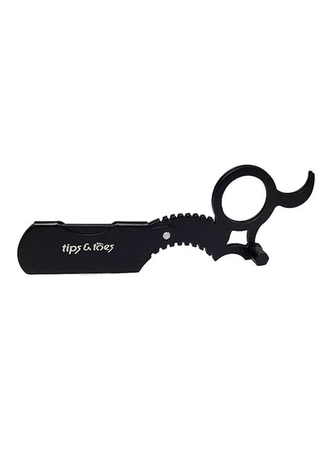 Ring Finger Insert Handle Straight Edge Shaving Razor Black