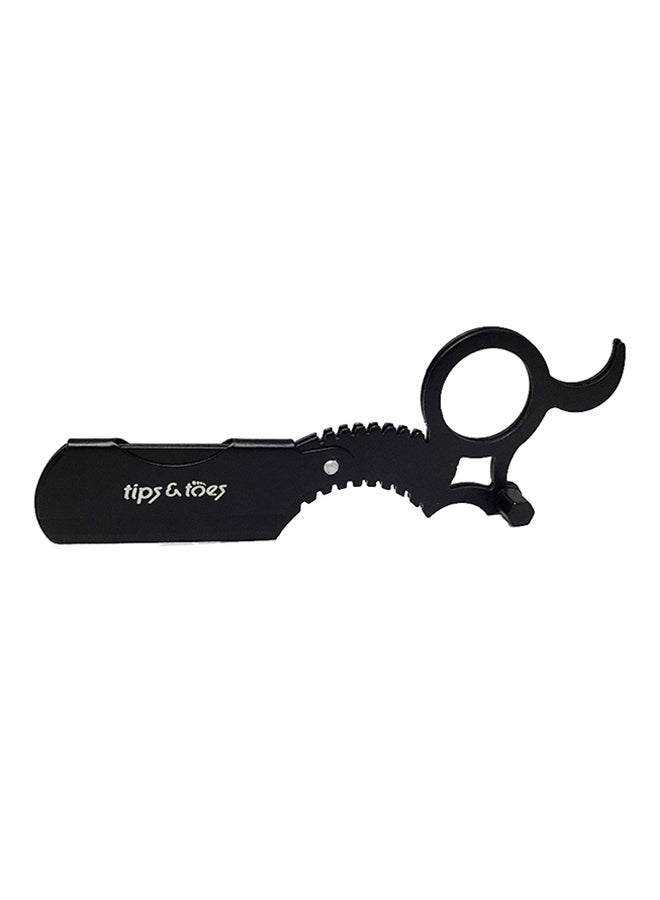 Tips & Toes - Ring Finger Insert Handle Straight Edge Shaving Razor Black - Image 1
