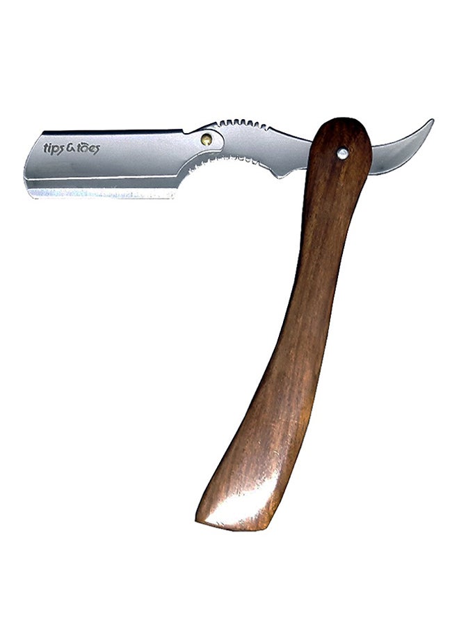 Tips & Toes Professional Straight Shaving Razor Brown/Beige/Silver 