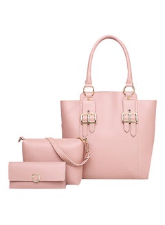 Zipper Closure Shoulder Bag Set Pink
