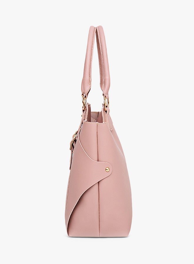 FASHION - Zipper Closure Shoulder Bag Set Pink - Image 1