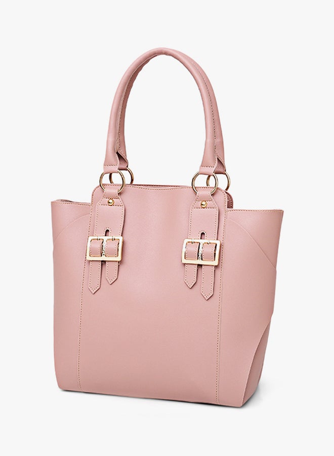 FASHION - Zipper Closure Shoulder Bag Set Pink - Image 1