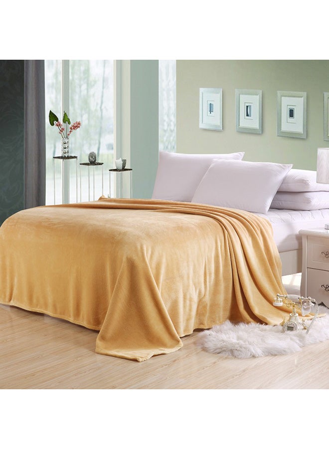 Fabienne - Silky Soft Flannel King Size Ultra Plush Light Weight Throw Blanket Microfiber Beige 200x220cm - Image 1