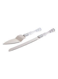 Cake Knife With Acrylic Handle Set Silver 2x10x35cm
