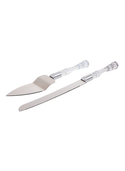 Cake Knife With Acrylic Handle Set Silver 2x10x35cm