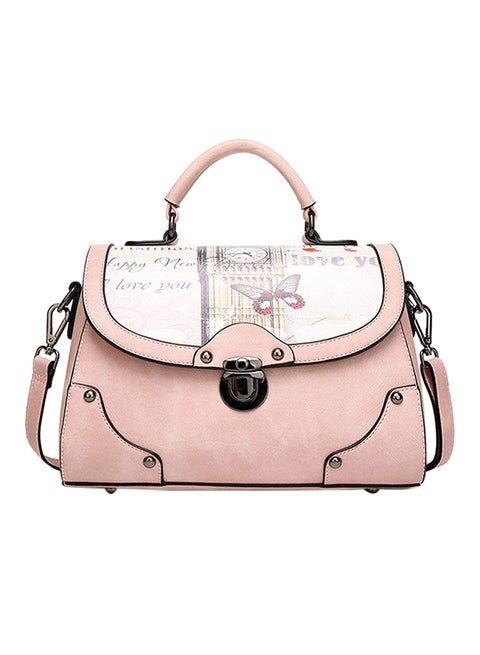 Push Lock Closure Satchel Bag Pink