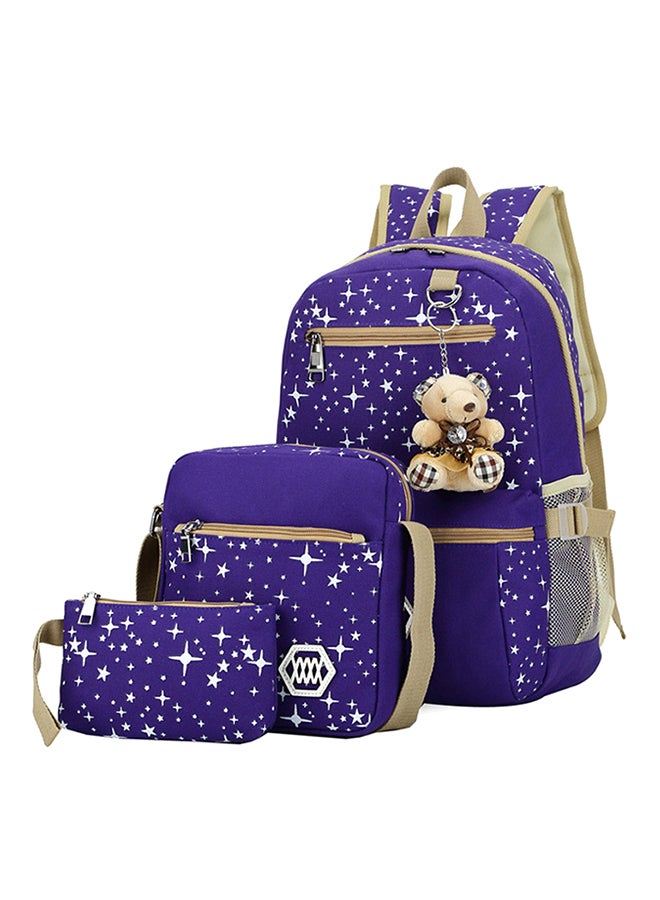 3 Piece Backpack Set Purple/Cream  - Image 1