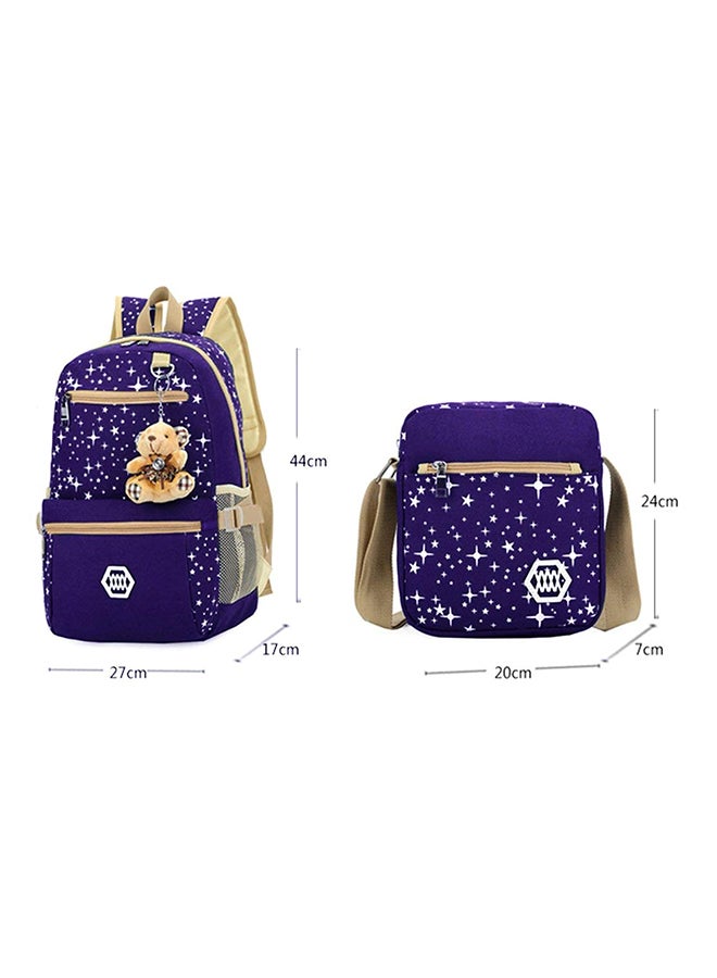 3 Piece Backpack Set Purple/Cream  - Image 2