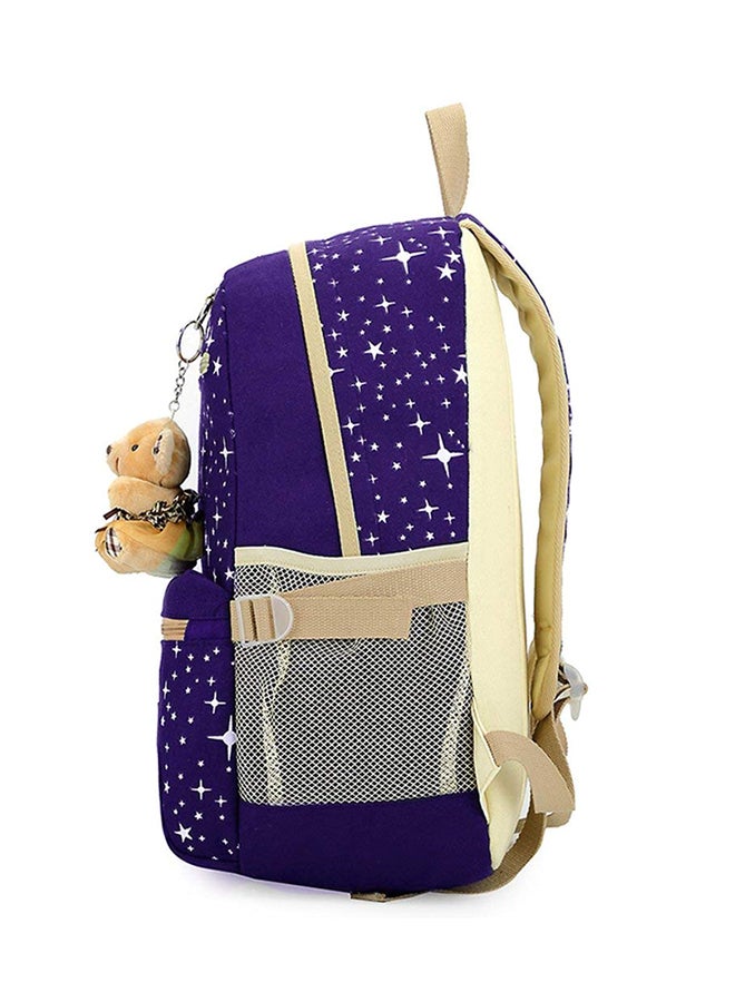 3 Piece Backpack Set Purple/Cream  - Image 4