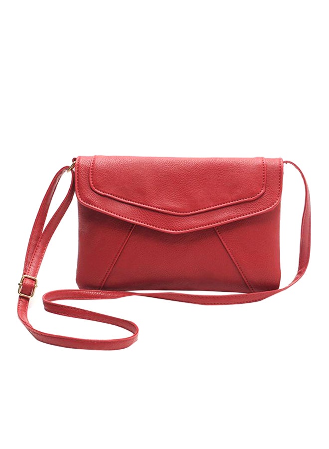 Flap Closure Crossbody Bag Red 