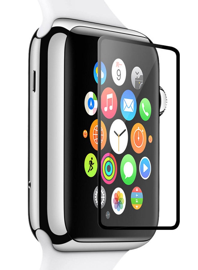 Voberry Tempered Glass Screen Protector For Apple Watch Series 1/2/3 42mm Black/Clear - Image 1