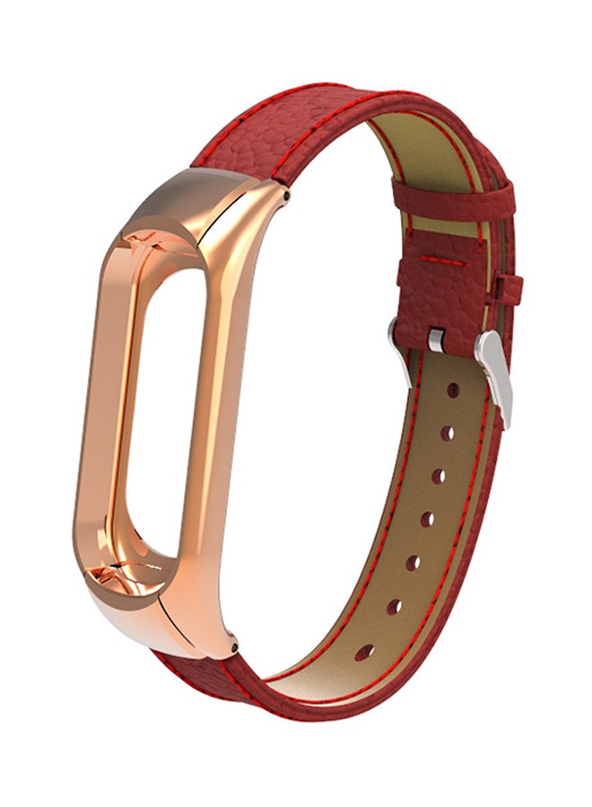 Voberry Replacement Band With Metal Case For Xiaomi Mi Band 3 Red/Gold - Image 1